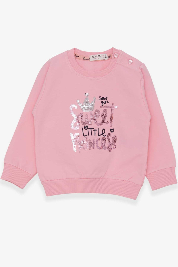 BRE Breeze Girl Child Sweatshirt Embroidered Sequined 1-4 Years, Powder - Heerlen