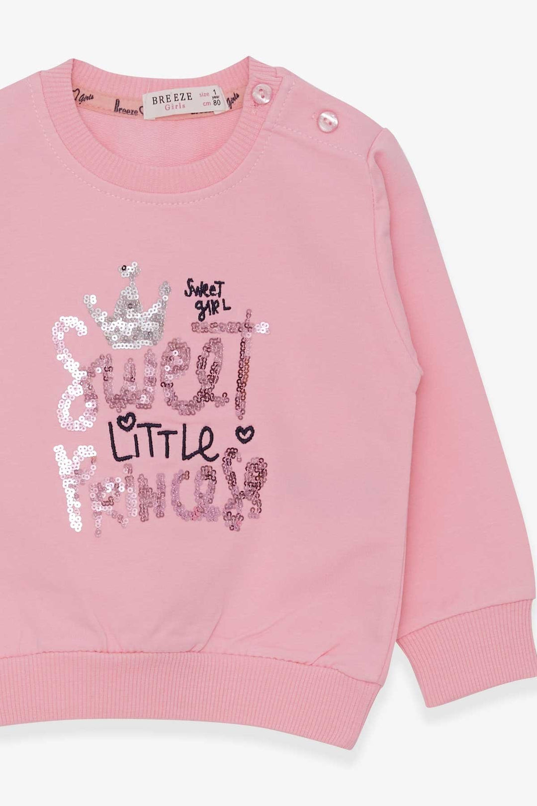 BRE Breeze Girl Child Sweatshirt Embroidered Sequined 1-4 Years, Powder - Heerlen