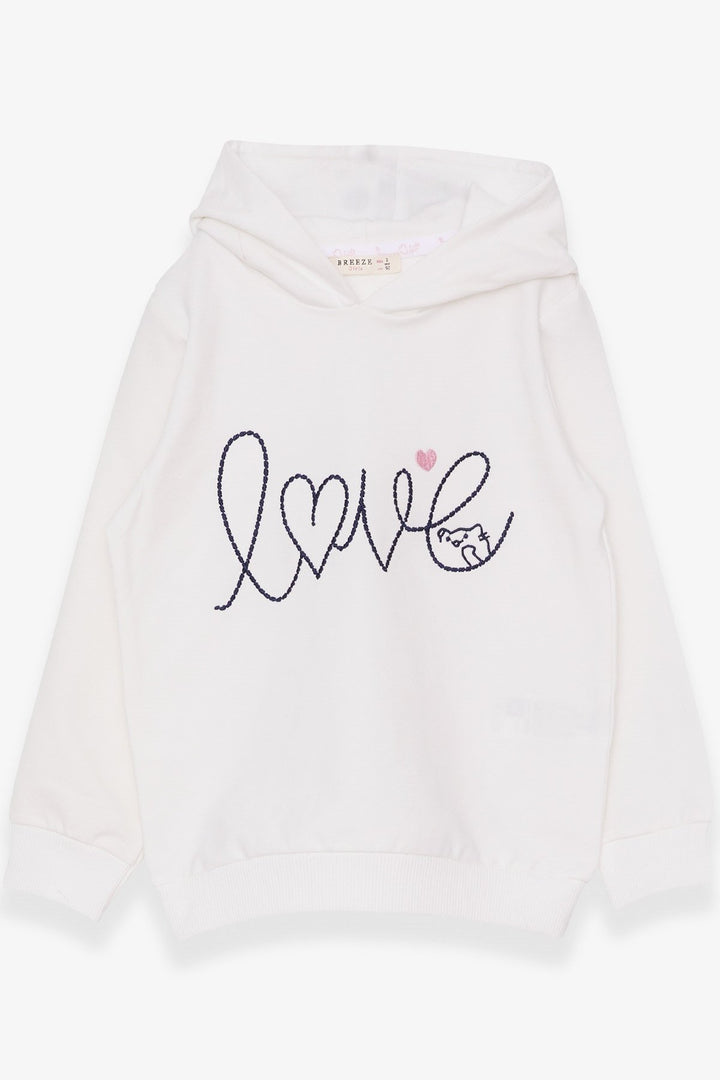 BRE Breeze Girl Child Sweatshirt Embroidered Text Printed 2-6 Years, Ecru - Roosendaal