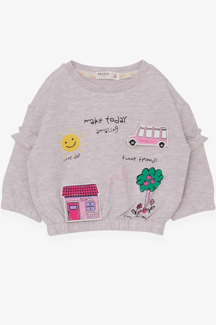 BRE Breeze Girl Child Sweatshirt School Themed 1-4 Years, Beige Melange - University