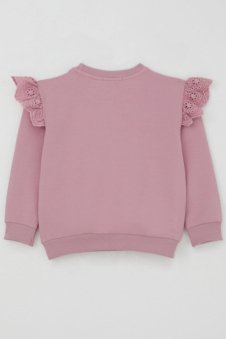 BRE Breeze Girl Child Sweatshirt with Flower Embroidery Detailed Flower Printed 2-6 Years, Rose Pink - Scarborough