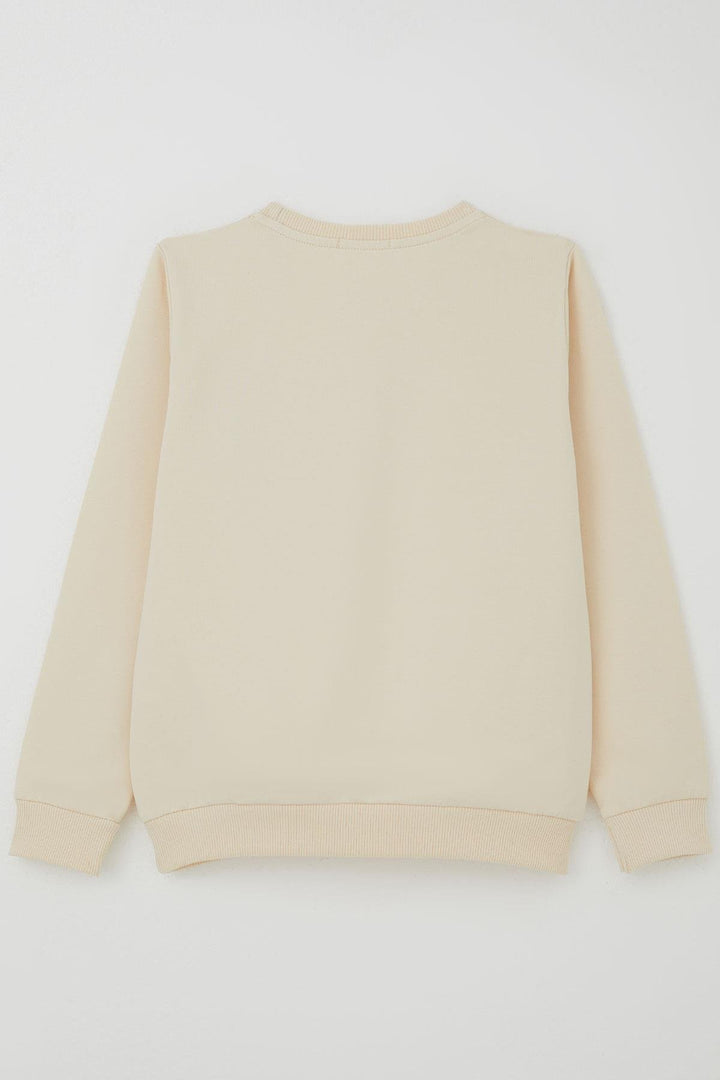 BRE Breeze Girl Child Sweatshirt with Pom Poms and New Year's Ribbon, 62 Years, Cream - Sainte-Geneviève-des-Bois
