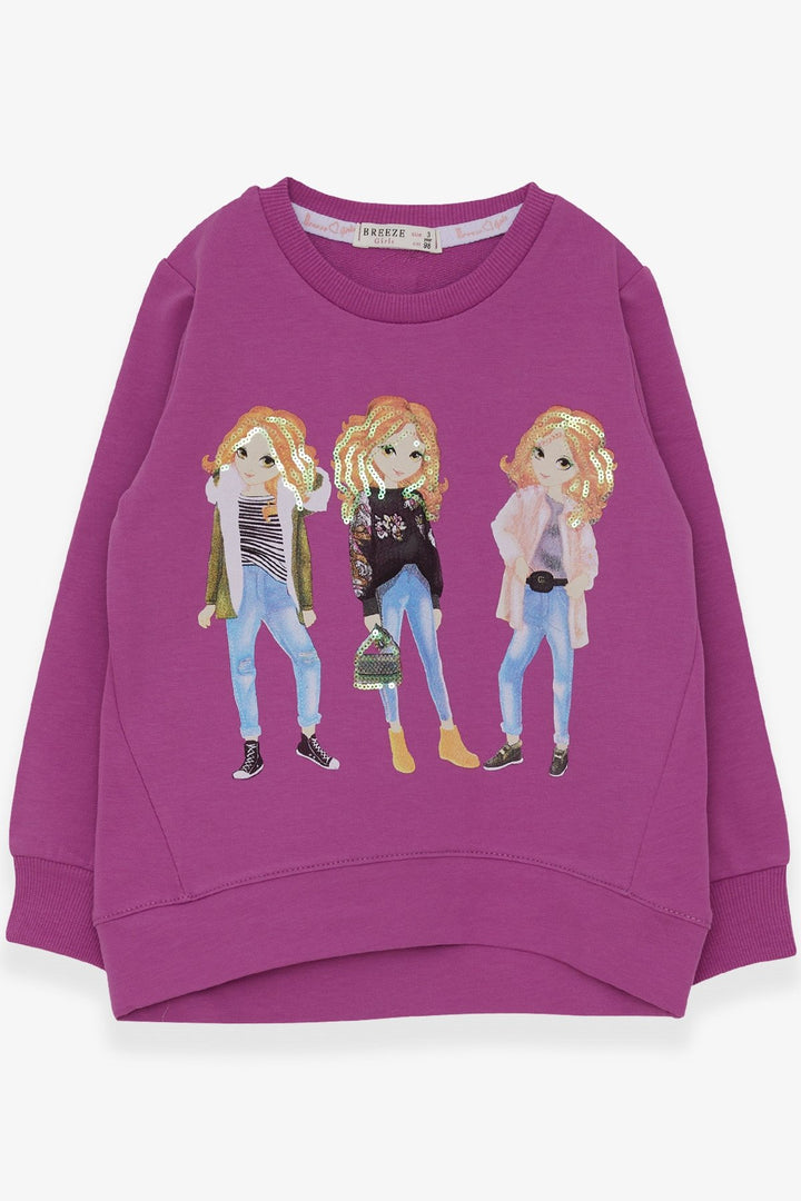 BRE Breeze Girl Child Sweatshirt Sequined Girl Printed 3-8 Years, Purple - Heist-op-den-Berg