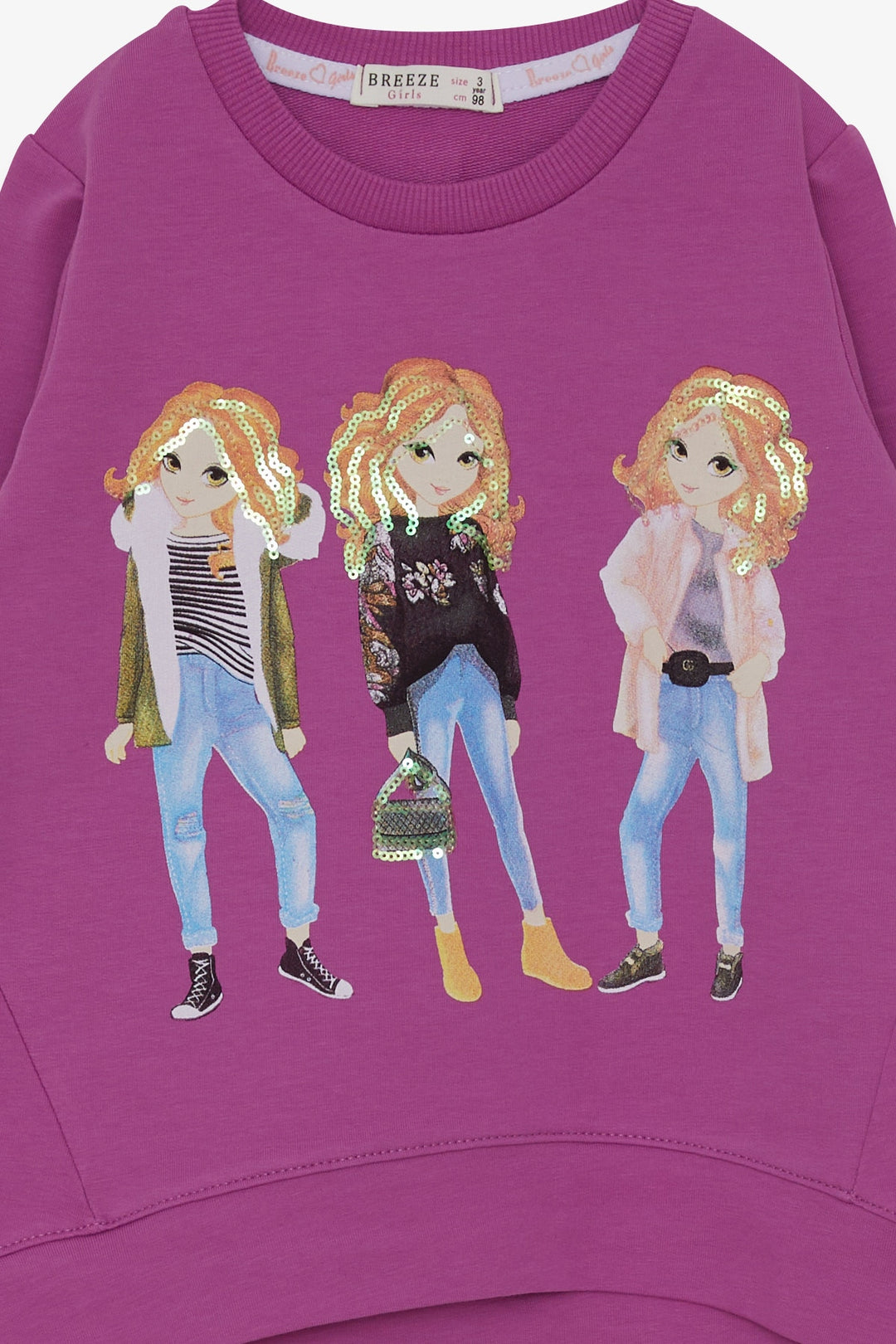 BRE Breeze Girl Child Sweatshirt Sequined Girl Printed 3-8 Years, Purple - Heist-op-den-Berg