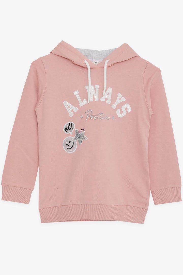 BRE Breeze Girl's Sweatshirt with Sequined Smiling Face Print, 4-9 Years, Pink - Alcobendas