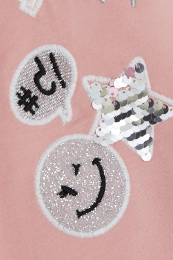 BRE Breeze Girl's Sweatshirt with Sequined Smiling Face Print, 4-9 Years, Pink - Alcobendas