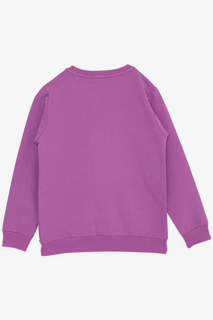 BRE Breeze Girl's Sweatshirt with Sequin Printed Text 84 Years, Purple - Acilia