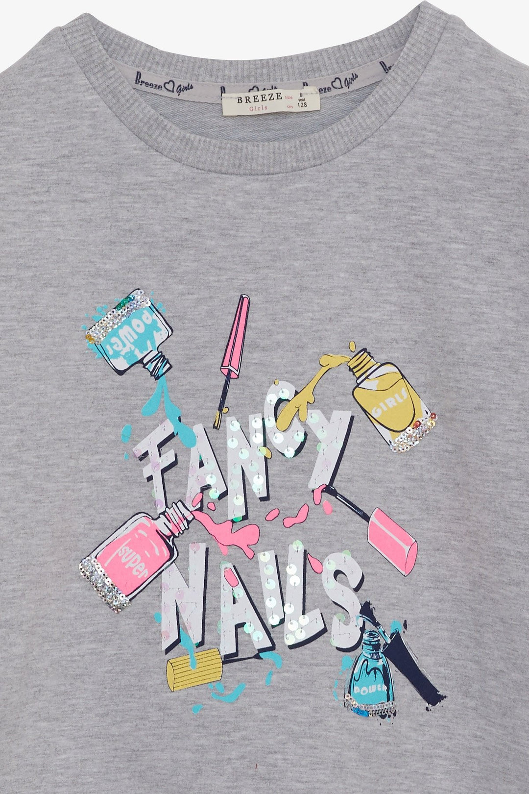 BRE Breeze Girl Child Sweatshirt طلاء أظافر ملون مطبوع 62 سنة، مزيج رمادي - أوسنابروك