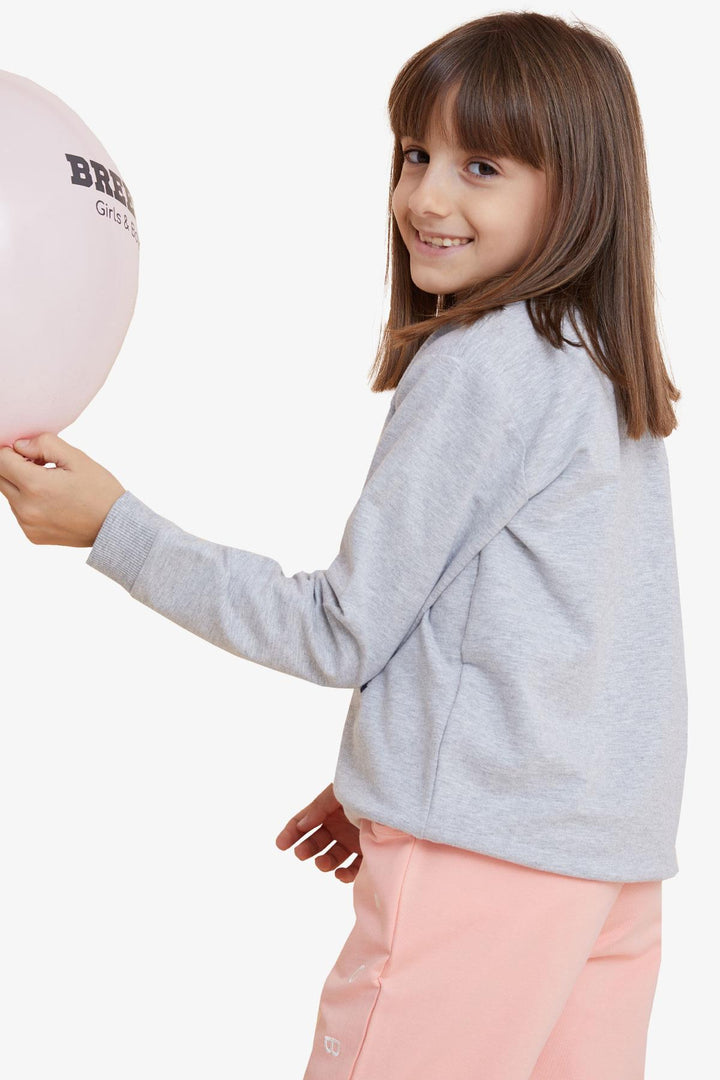 BRE Breeze Girl Child Sweatshirt طلاء أظافر ملون مطبوع 62 سنة، مزيج رمادي - أوسنابروك