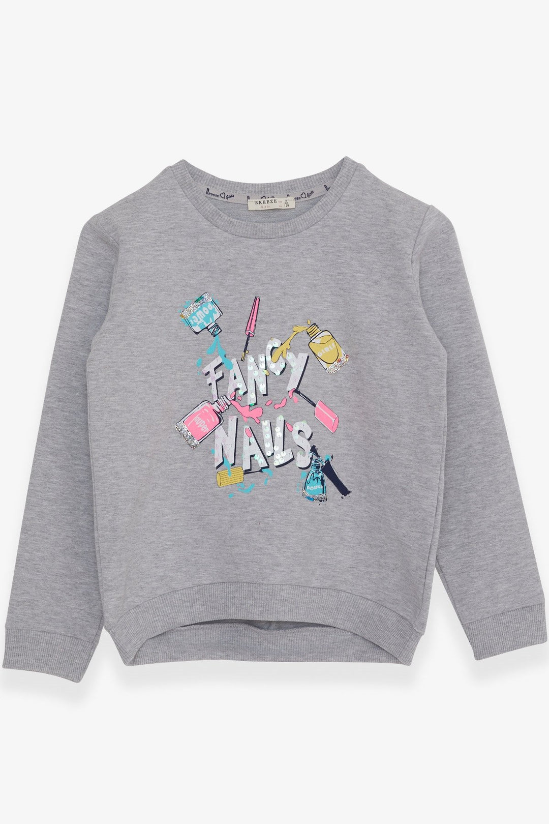 BRE Breeze Girl Child Sweatshirt طلاء أظافر ملون مطبوع 62 سنة، مزيج رمادي - أوسنابروك