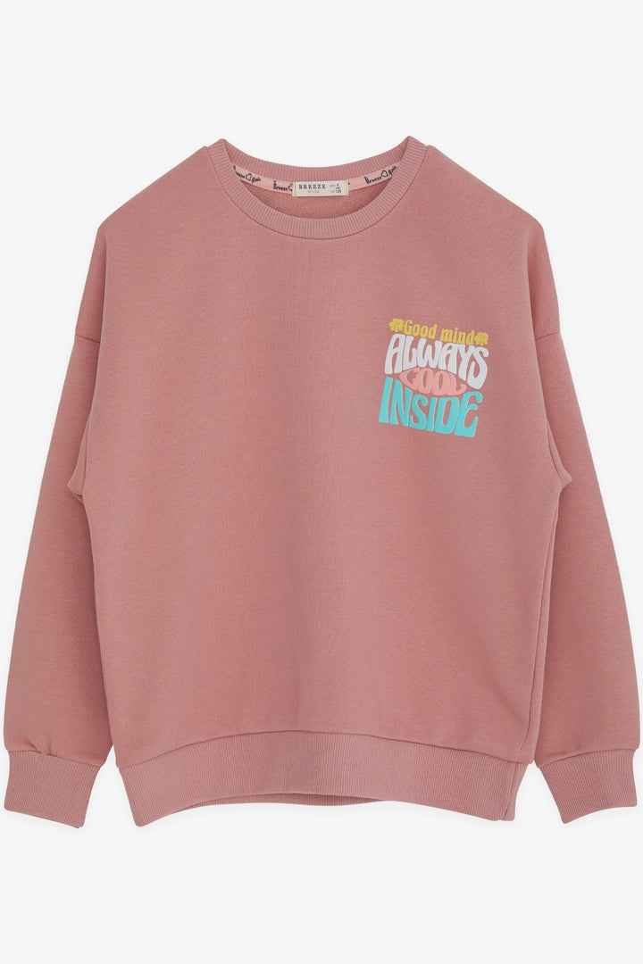 BRE Breeze Girl Sweatshirt Colorful Printed Text 84 Years, Rose Pink - Dover