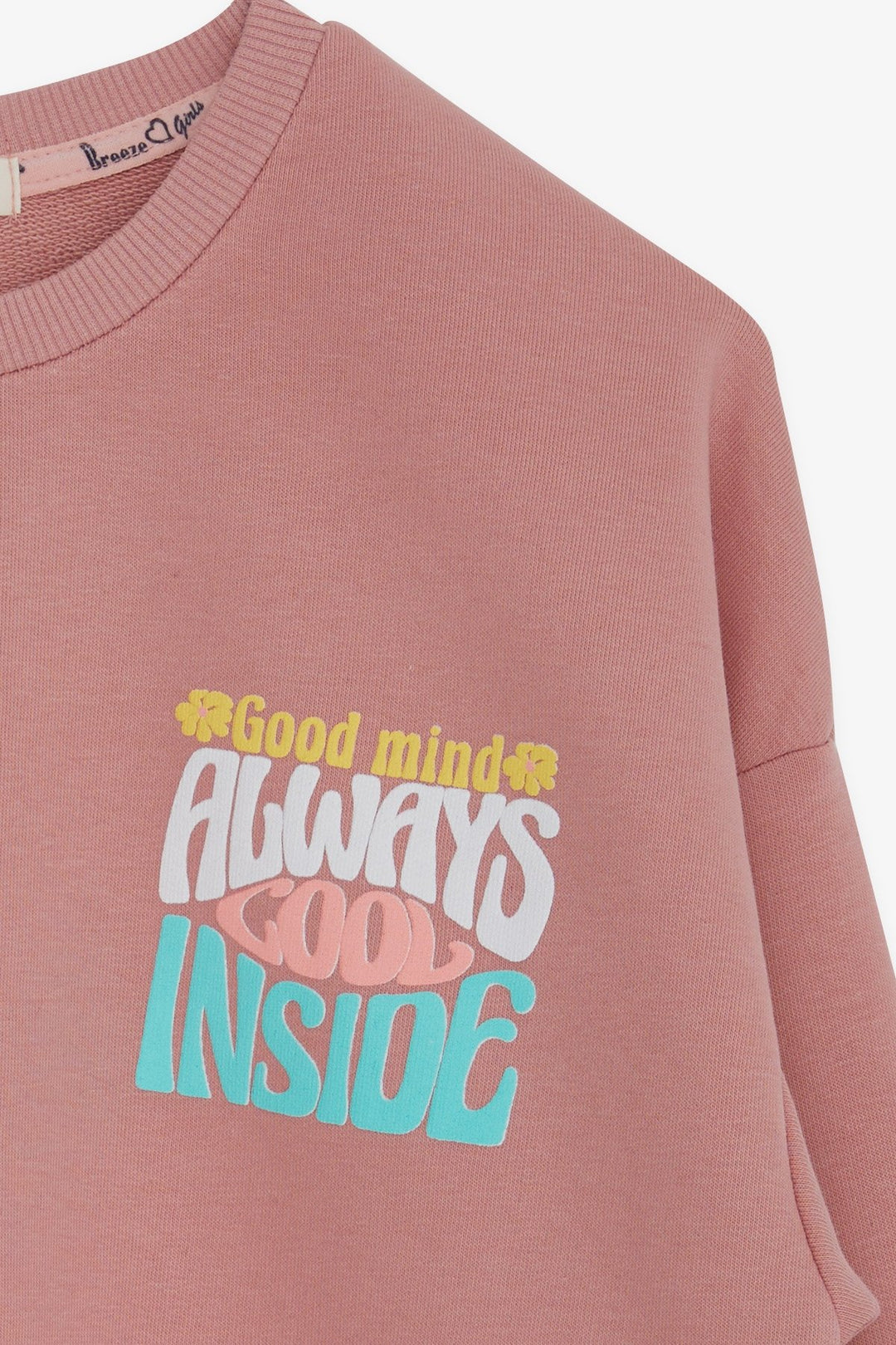 BRE Breeze Girl Sweatshirt Colorful Printed Text 84 Years, Rose Pink - Dover