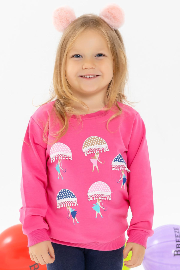BRE Breeze Girl Child Sweatshirt with Umbrella Printed Girl 1.5-5 Years, Pink - Napa