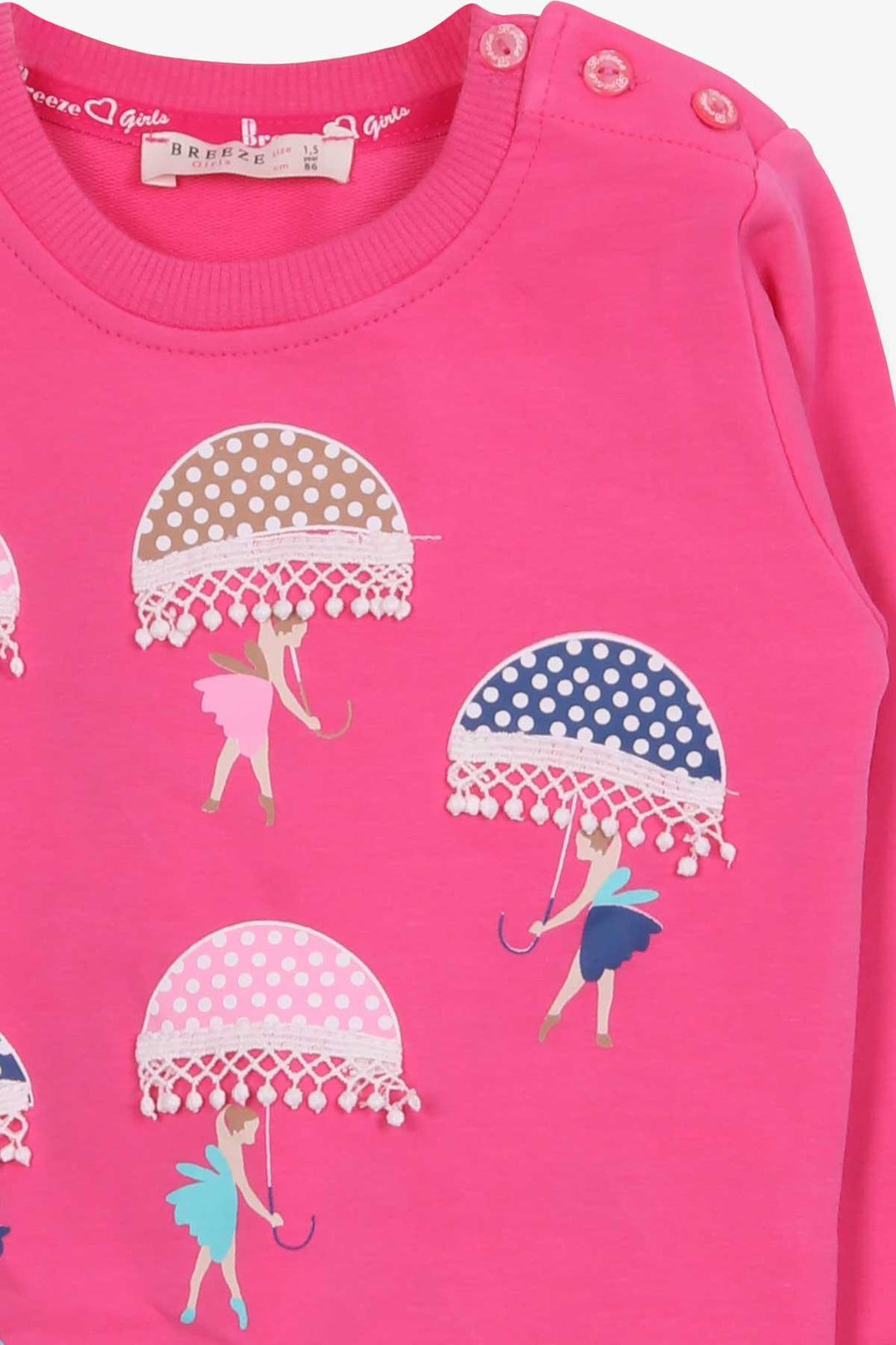BRE Breeze Girl Child Sweatshirt with Umbrella Printed Girl 1.5-5 Years, Pink - Napa