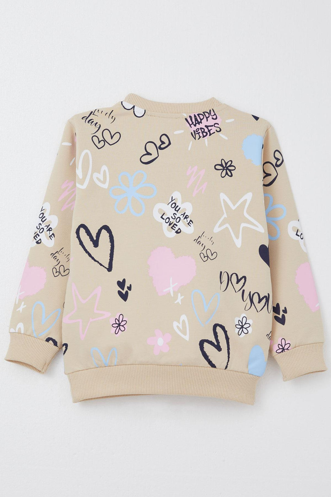 BRE Breeze Girl Child Sweatshirt Love Themed Patterned 3-8 Years, Beige - Severn