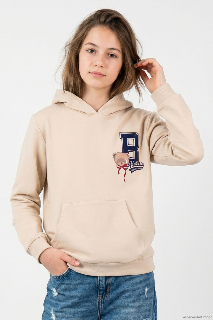 BRE Breeze Kız Çocuk Sweatshirt Sevimli Ayıcıkcıklar Baskılı Sırt Baskı Detaylı 84 Yaş , Bej - Kennewick