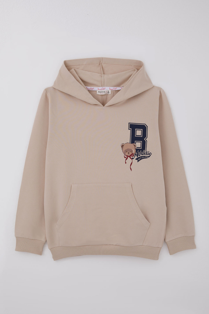 BRE Breeze Kız Çocuk Sweatshirt Sevimli Ayıcıkcıklar Baskılı Sırt Baskı Detaylı 84 Yaş , Bej - Kennewick