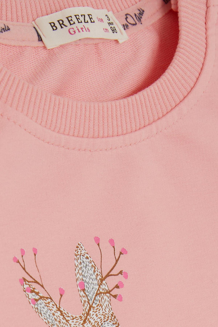 BRE Breeze Girl Child Sweatshirt Cute Gazelle Printed 1.5-5 Years, Pink - Brandenburg