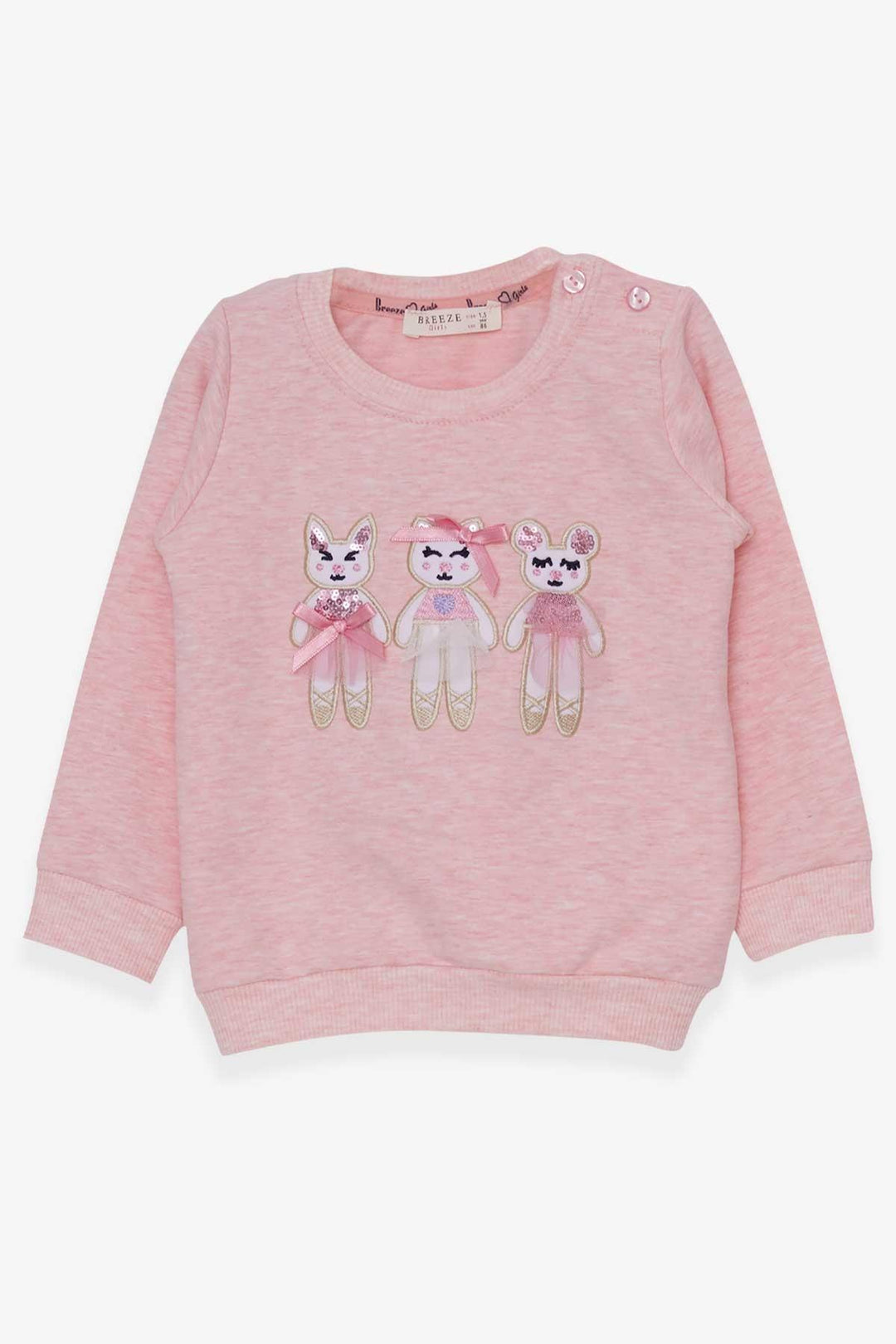 BRE Breeze Girl Child Sweatshirt Cute Animal Printed 1.5-5 Years, Salmon Melange - Salaberry-de-Valleyfield