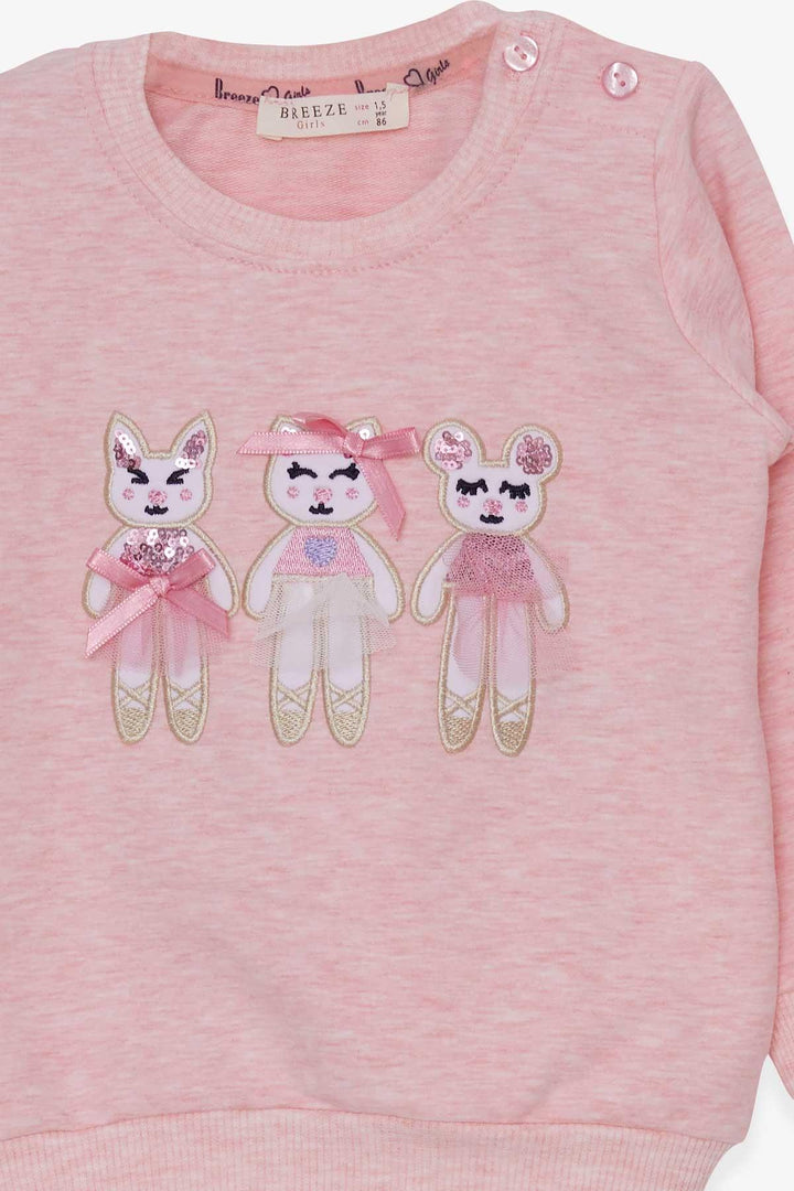 BRE Breeze Girl Child Sweatshirt Cute Animal Printed 1.5-5 Years, Salmon Melange - Salaberry-de-Valleyfield
