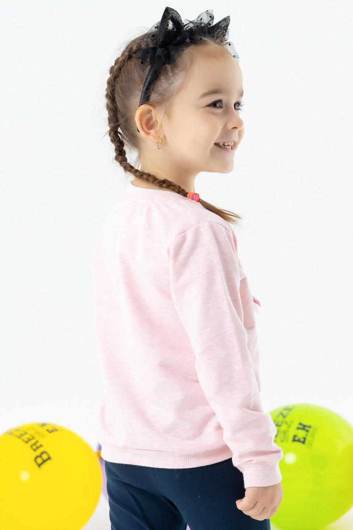 BRE Breeze Girl Child Sweatshirt Cute Animal Printed 1.5-5 Years, Salmon Melange - Salaberry-de-Valleyfield