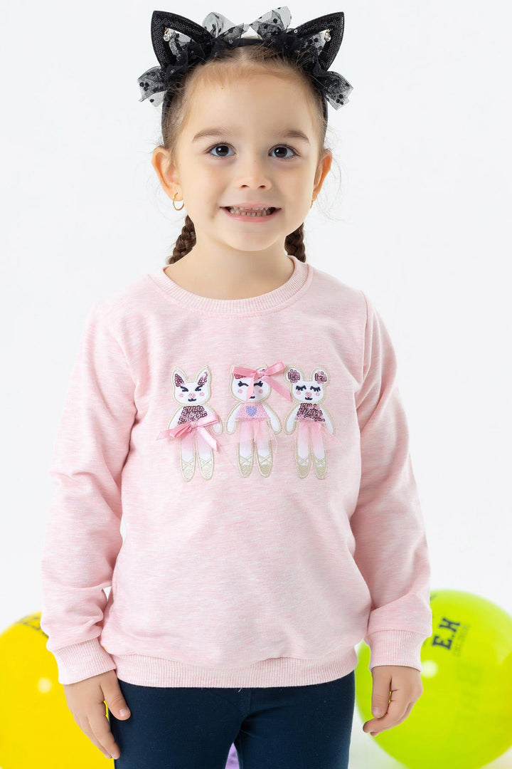 BRE Breeze Girl Child Sweatshirt Cute Animal Printed 1.5-5 Years, Salmon Melange - Salaberry-de-Valleyfield