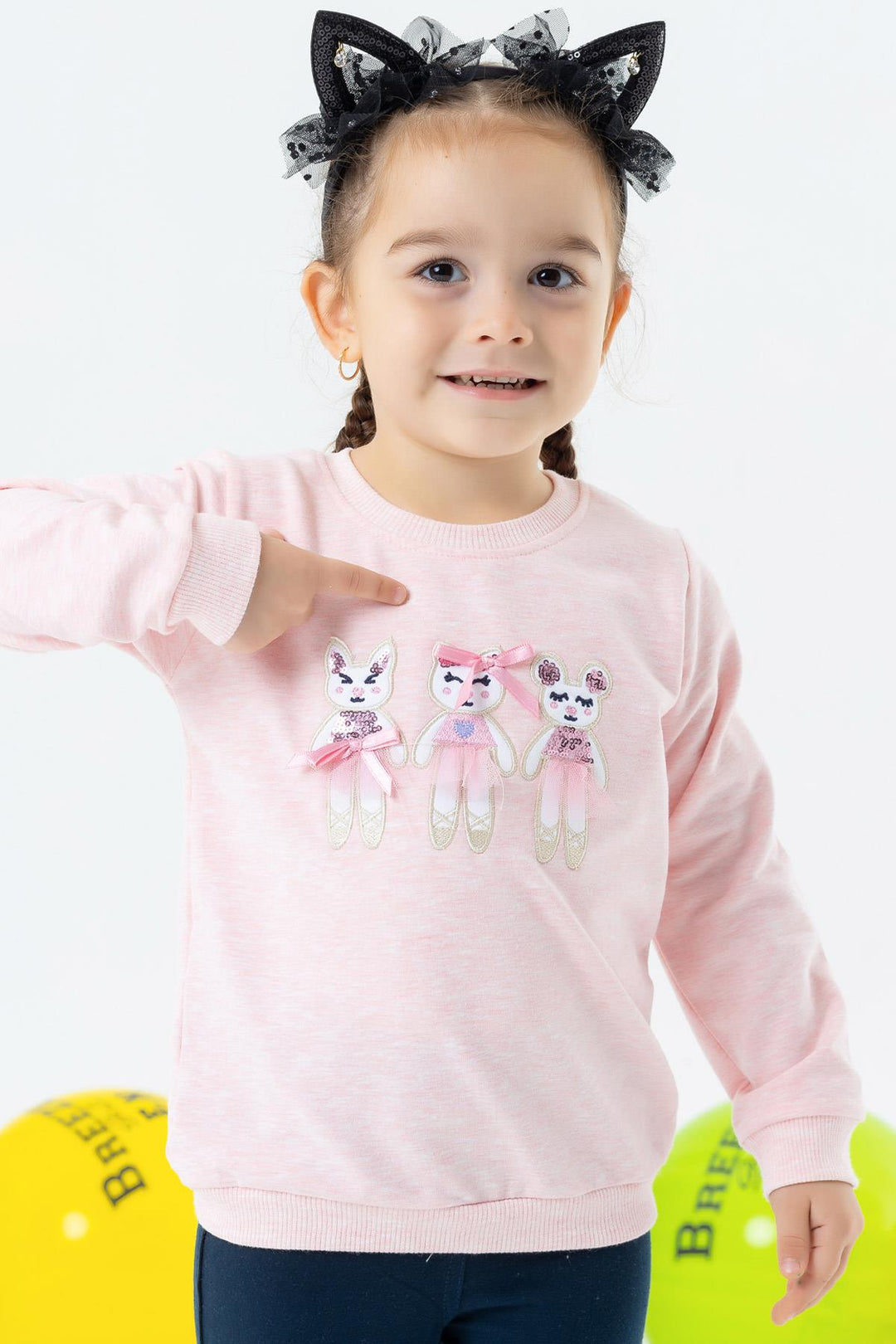 BRE Breeze Girl Child Sweatshirt Cute Animal Printed 1.5-5 Years, Salmon Melange - Salaberry-de-Valleyfield