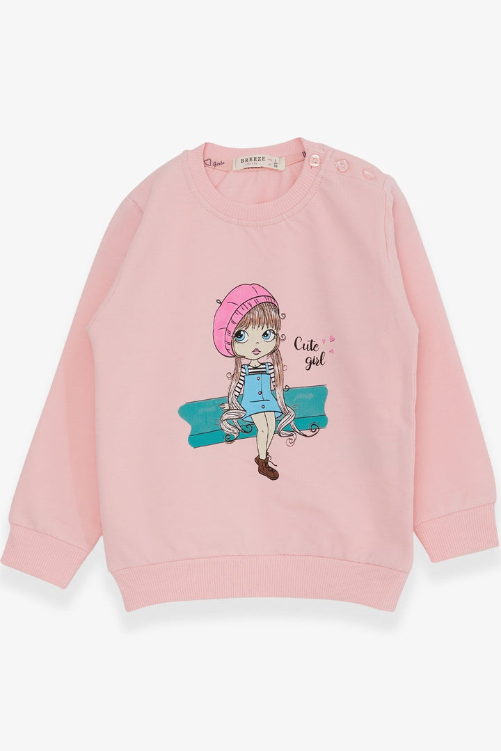BRE Breeze Girl Child Sweatshirt Cute Girl Printed 1.5-5 Years, Powder - Nordhorn