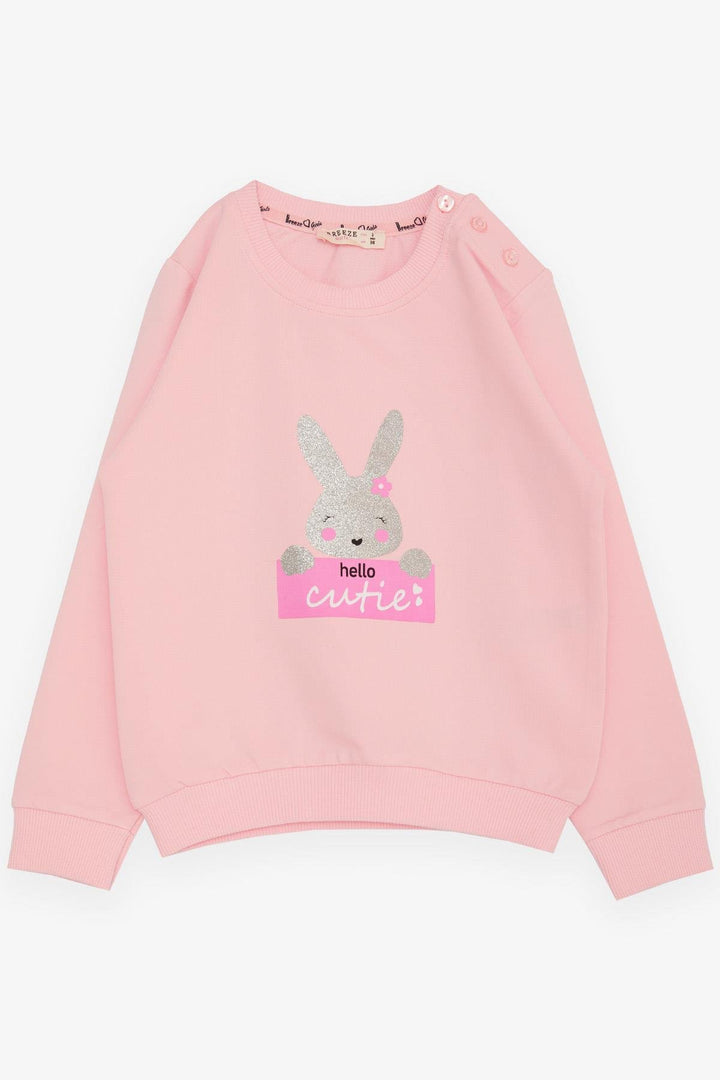 BRE Breeze Girl Child Sweatshirt Cute Glittery Bunny Printed 1.5-5 Years, Pink - Camden