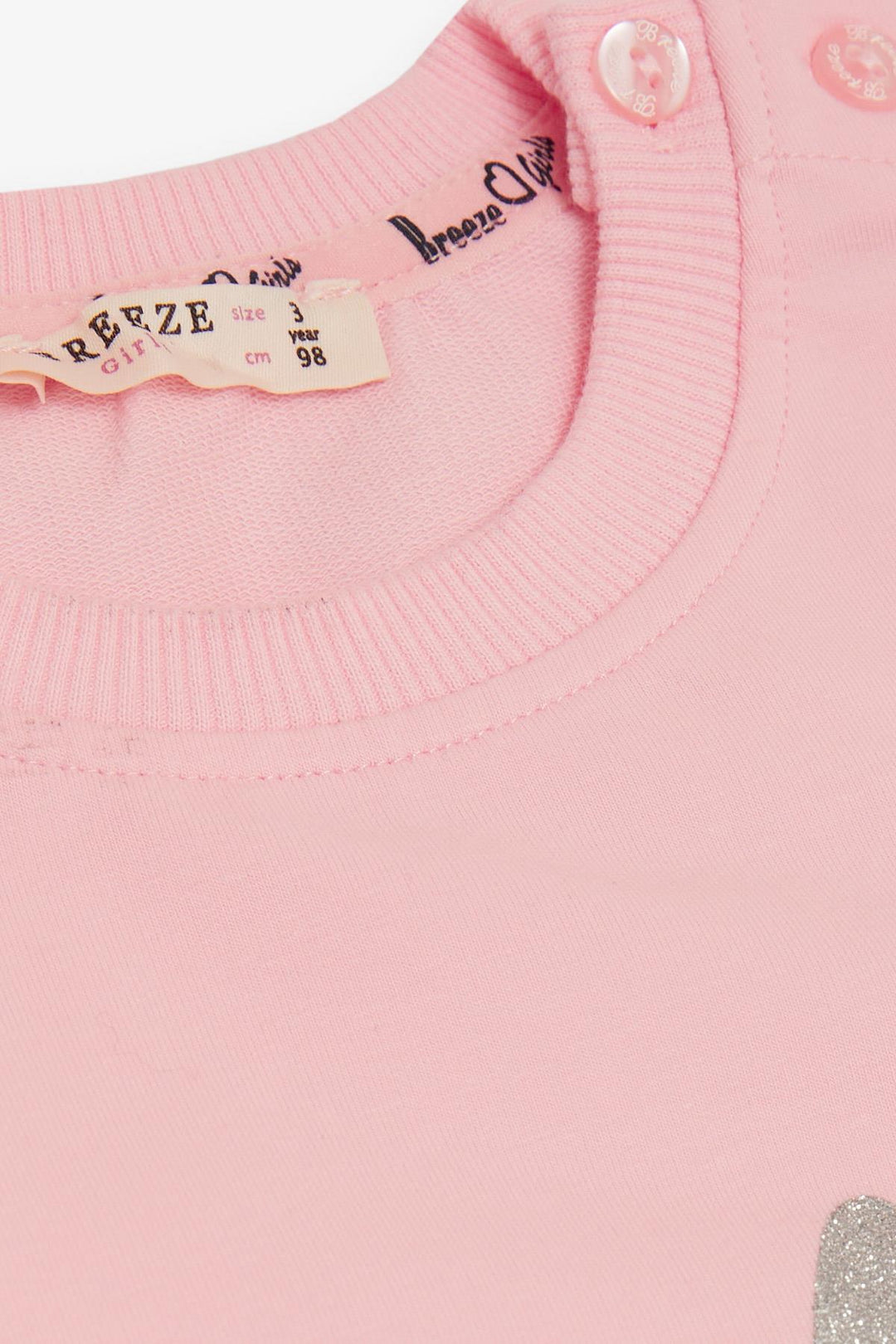 BRE Breeze Girl Child Sweatshirt Cute Glittery Bunny Printed 1.5-5 Years, Pink - Camden