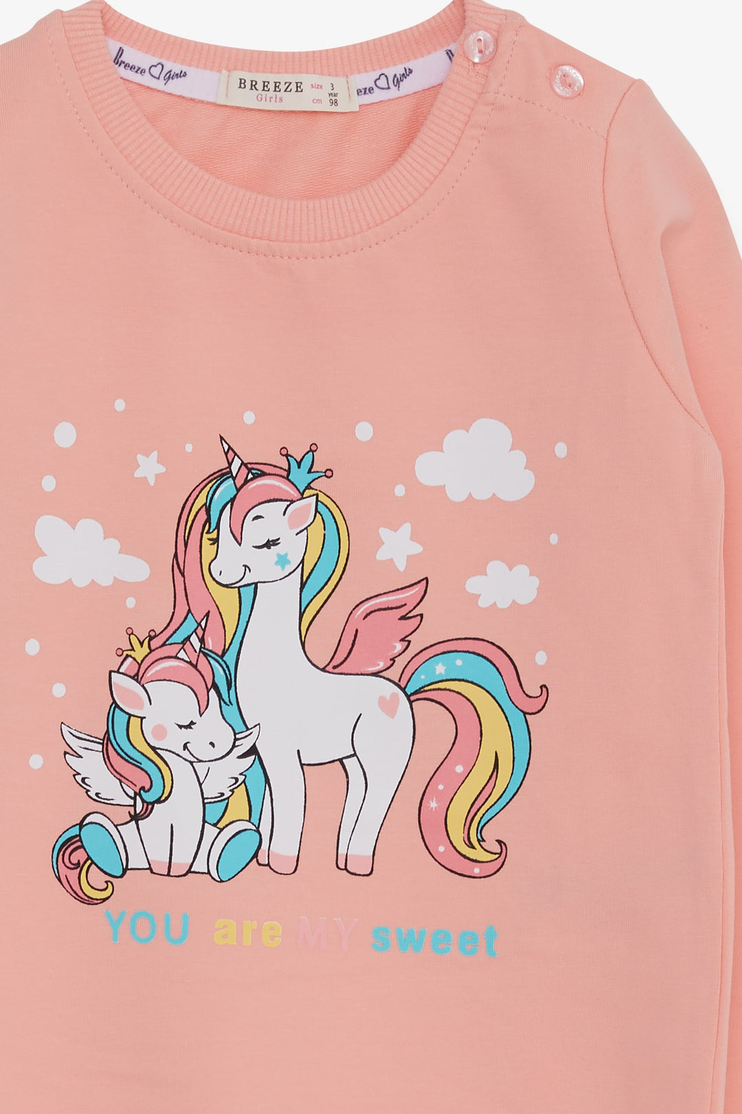 BRE Breeze Girl Child Sweatshirt Cute Unicorn Printed 1-4 Years, Salmon - Harderwijk