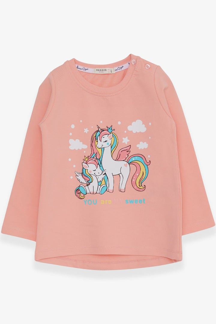 BRE Breeze Girl Child Sweatshirt Cute Unicorn Printed 1-4 Years, Salmon - Harderwijk