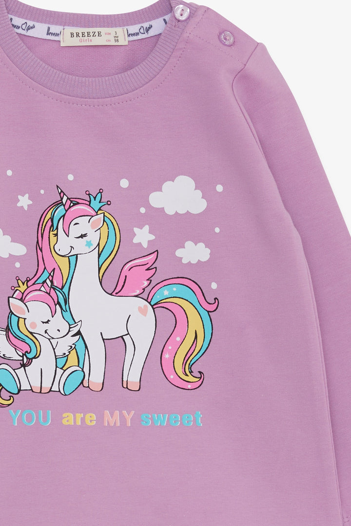 BRE Breeze Girl Child Sweatshirt Cute Unicorn Printed 1-4 Years, Purple - Rijswijk