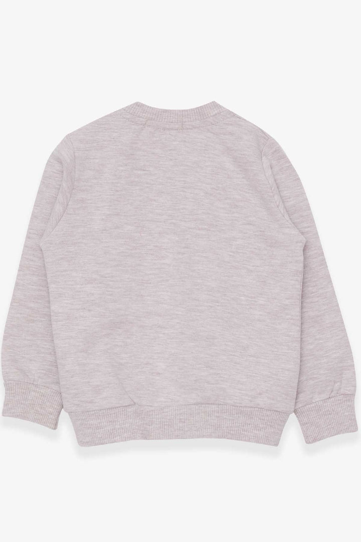 BRE Breeze Girl Child Sweatshirt with Glittery Kitty Print, 1.5-5 Years, Beige Melange - Pisa