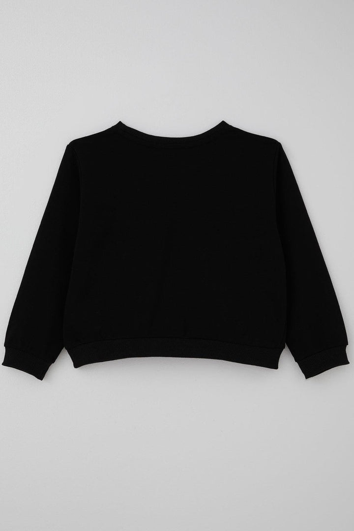 BRE Breeze Girl's Sweatshirt with Stone Heart Print, 72 Years, Black - Merthyr Tudful