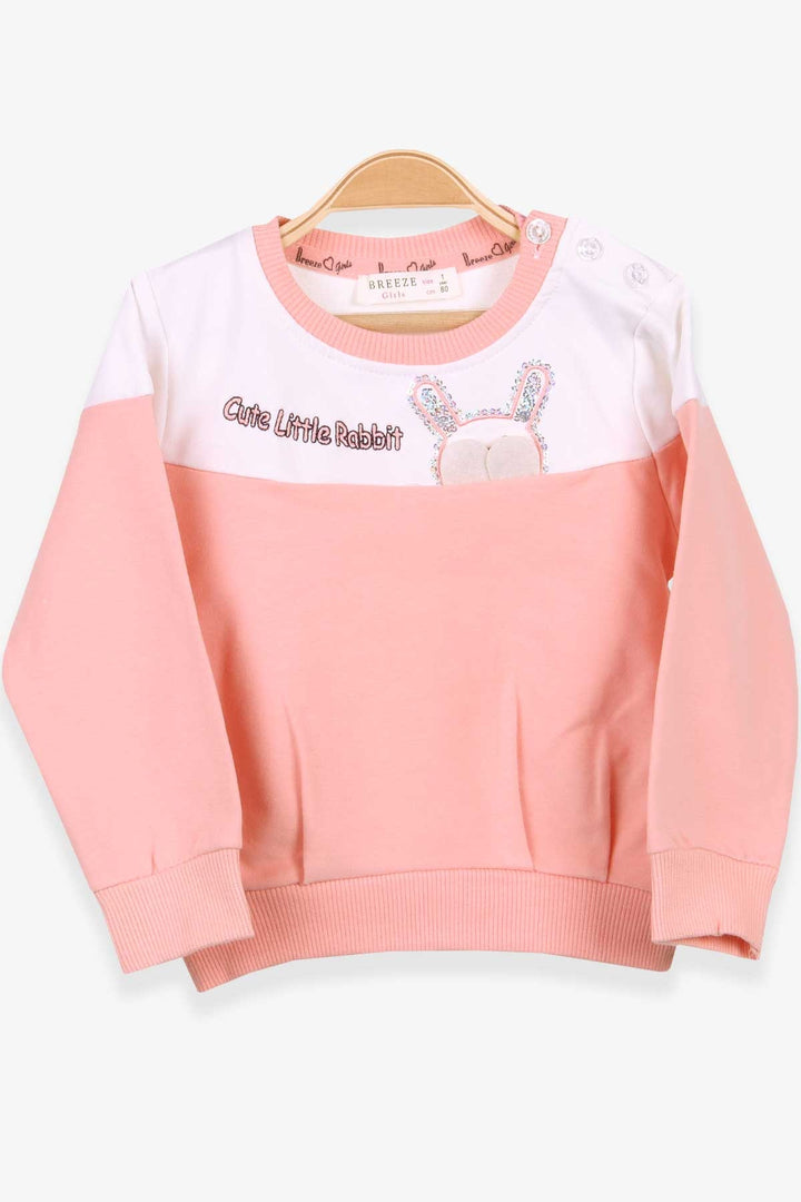 BRE Breeze Girl Child Sweatshirt with Rabbit Embroidery, 1-4 Years, Salmon - Auxerre