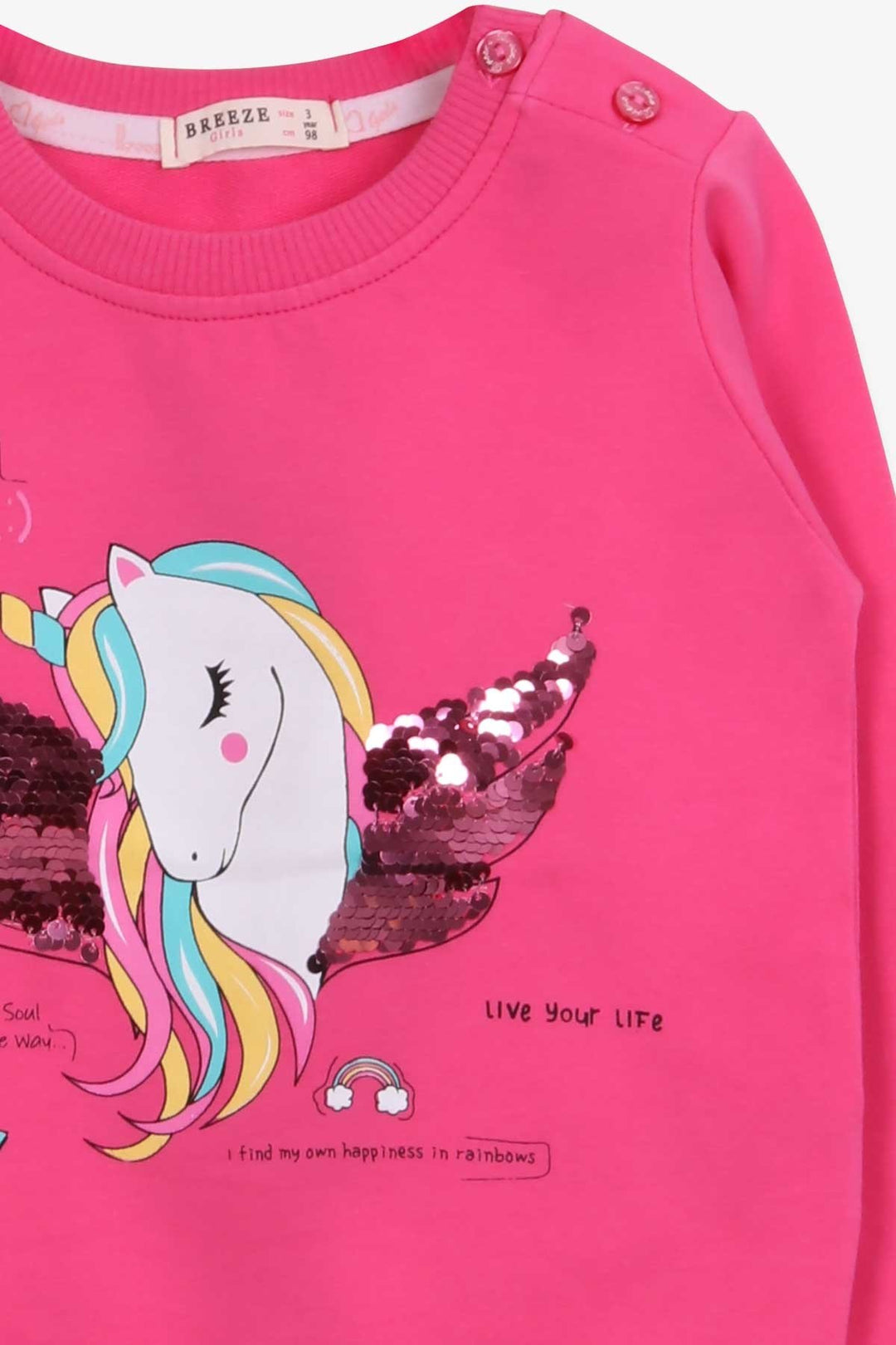 BRE Breeze Girl Child Sweatshirt Unicorn Printed 2-6 Years, Pink - Andover
