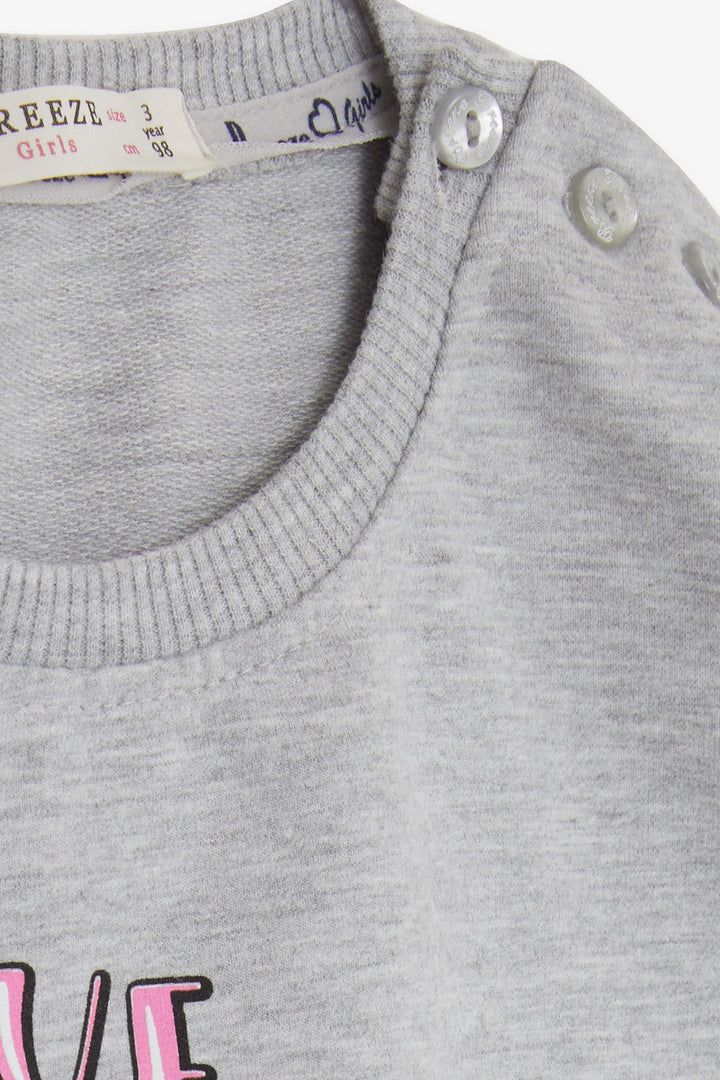 BRE Breeze Girl Child Sweatshirt Unicorn Printed 2-6 Years, Gray Melange - Benidorm