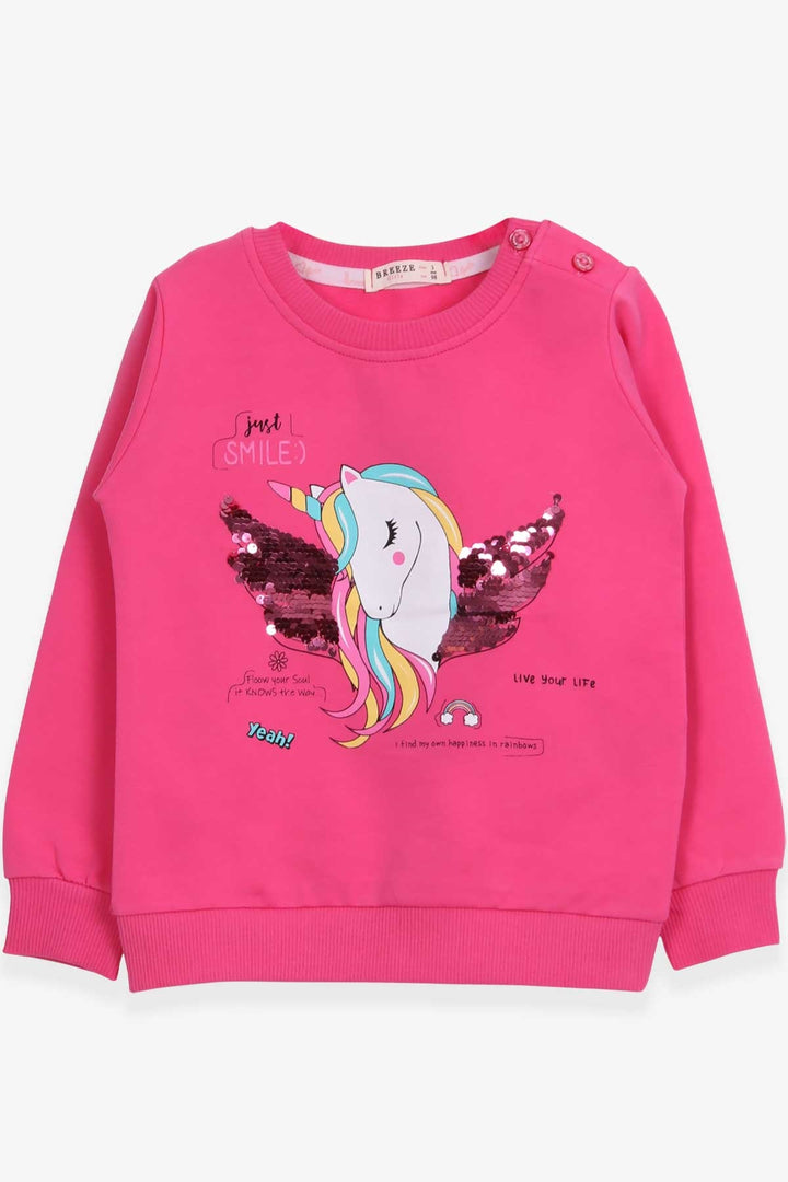 BRE Breeze Girl Child Sweatshirt Unicorn Printed 2-6 Years, Pink - Andover