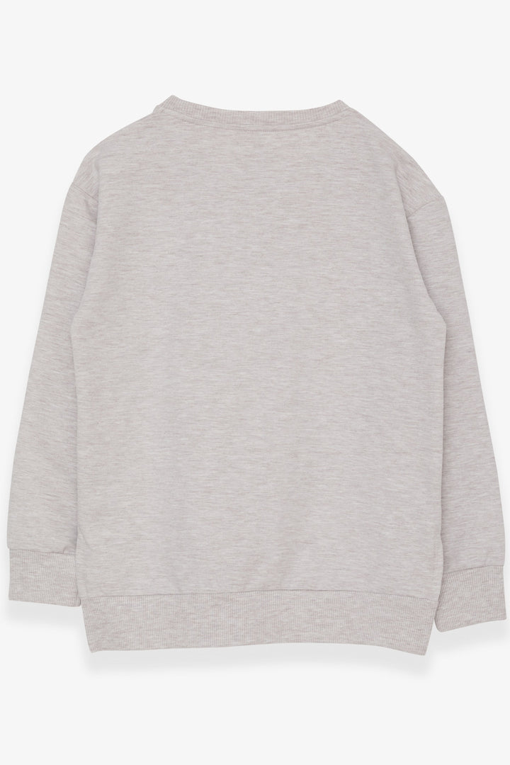 BRE Breeze Girl's Sweatshirt with Printed Writing and Slit, 94 Years, Beige Melange - Columbia