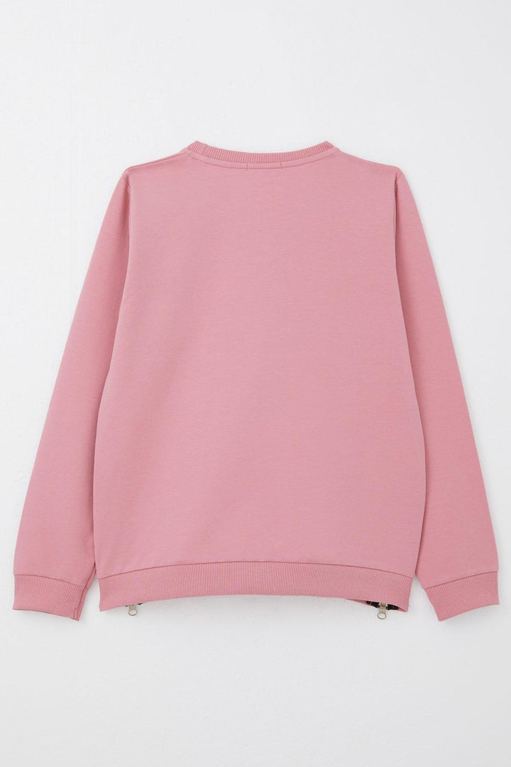 BRE Breeze Girl's Sweatshirt with Printed Writing, Zipper Detail on the Sides, 94 Years, Rose Pink - Lancaster
