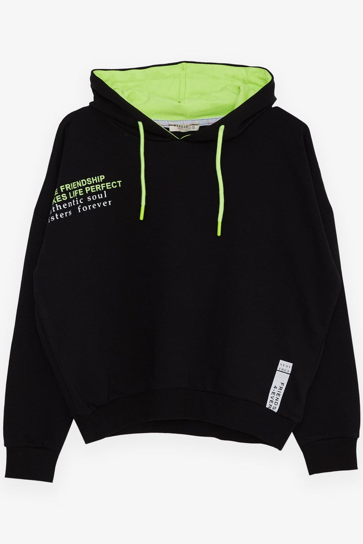 BRE Breeze Girl's Sweatshirt with Printed Text, 94 Years, Black - Clarington