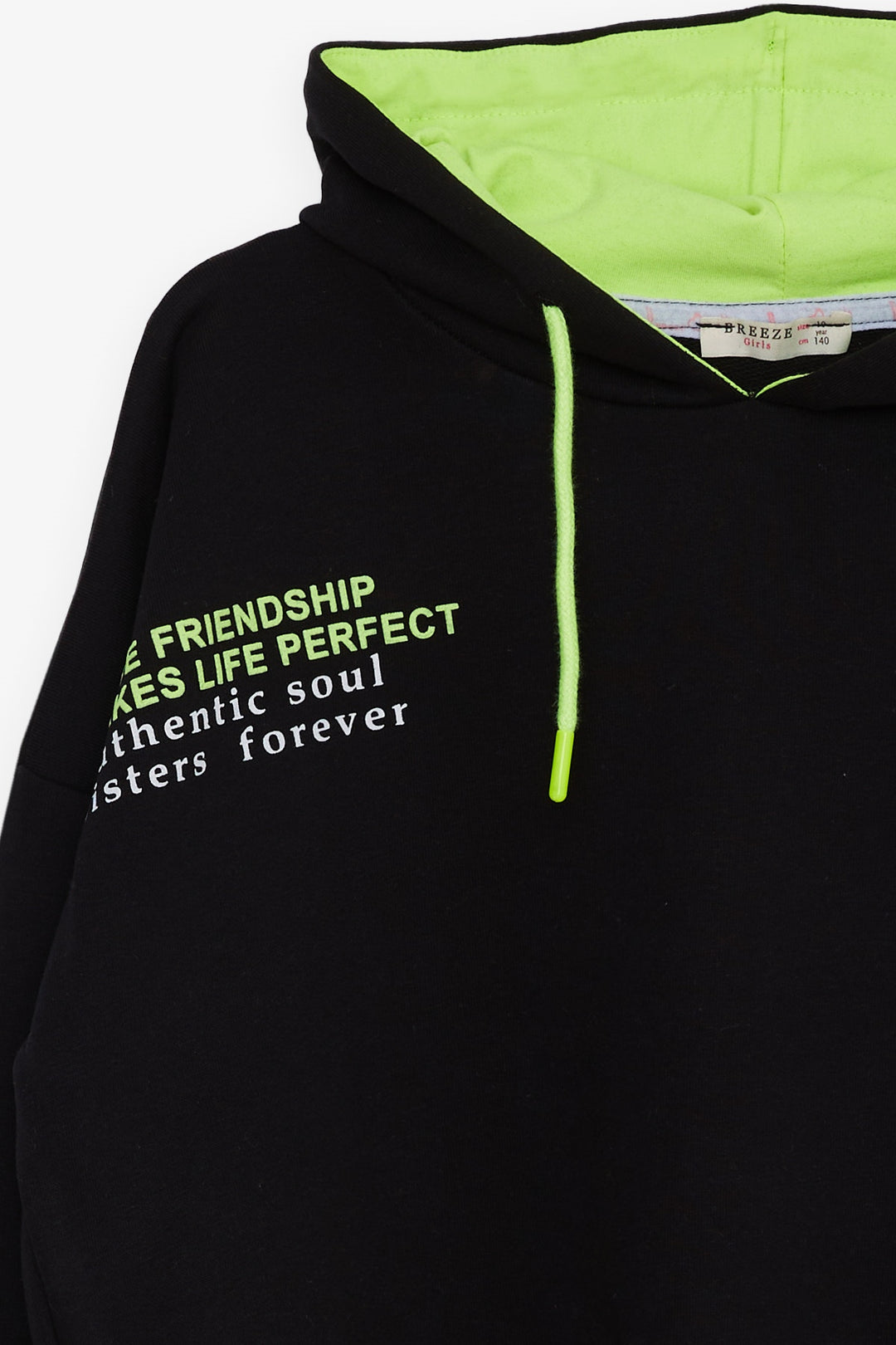 BRE Breeze Girl's Sweatshirt with Printed Text, 94 Years, Black - Clarington