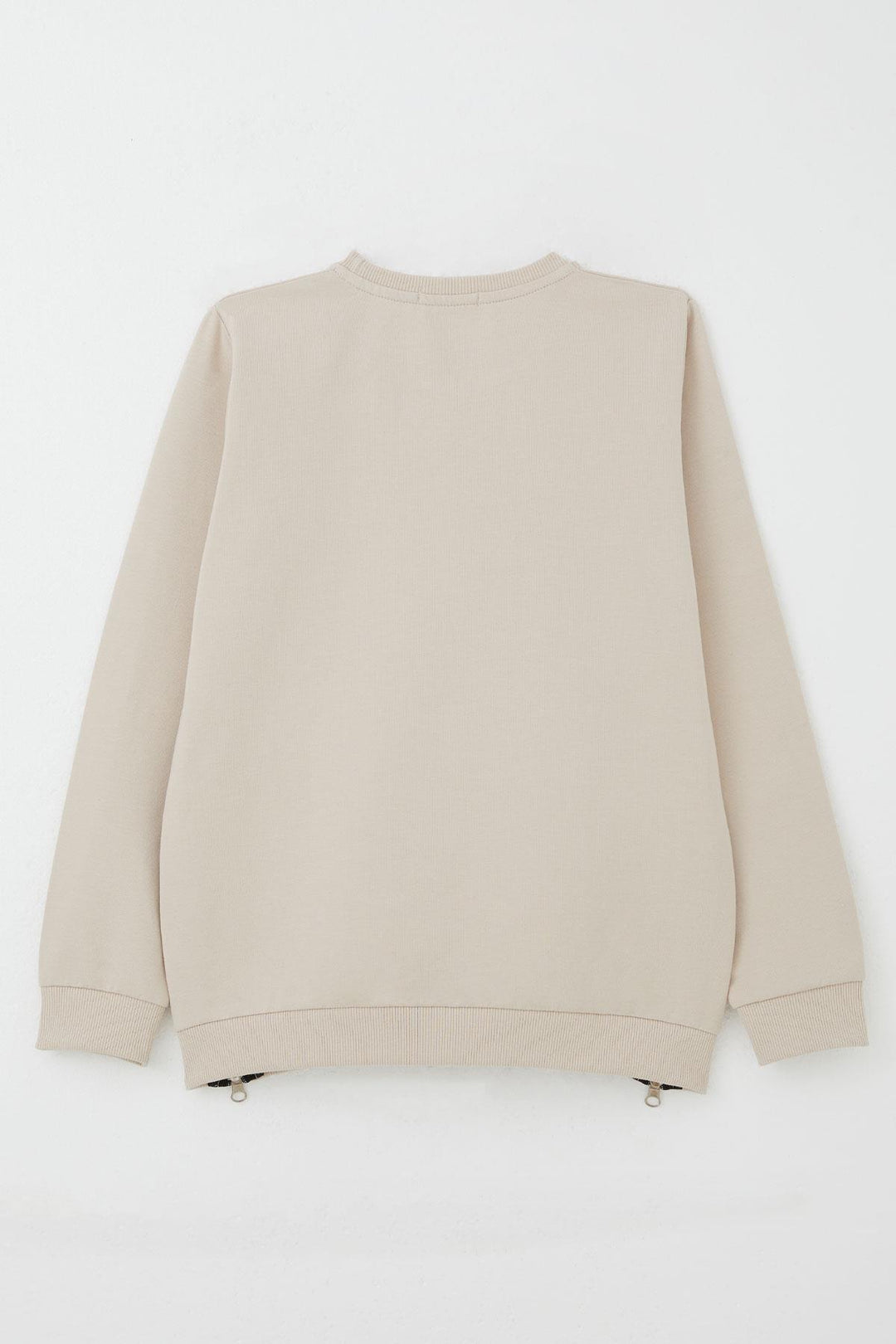 BRE Breeze Girl's Sweatshirt with Printed Writing, Zipper Detail on the Sides, 94 Years, Beige - Peristéri