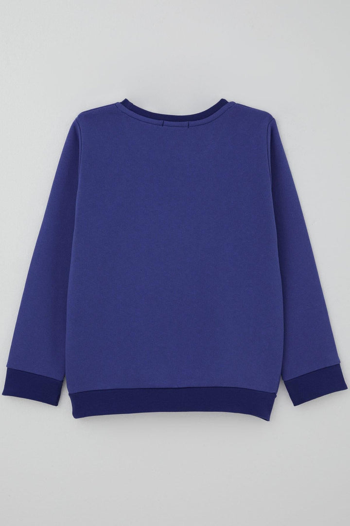 BRE Breeze Girl Child Sweatshirt with Embroidered Print, 50 Years, Purple Blue - Auburn