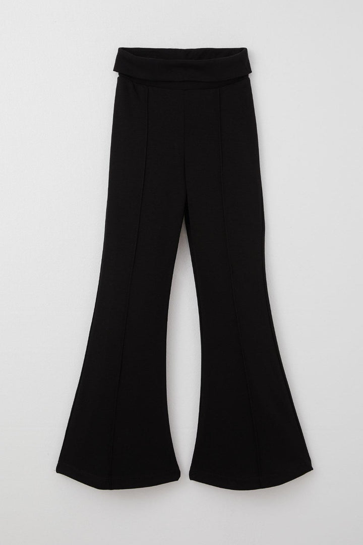 BRE Breeze Girl Leggings Spanish Hem Folding Waist Detailed 84 Years, Black - Bridgeport