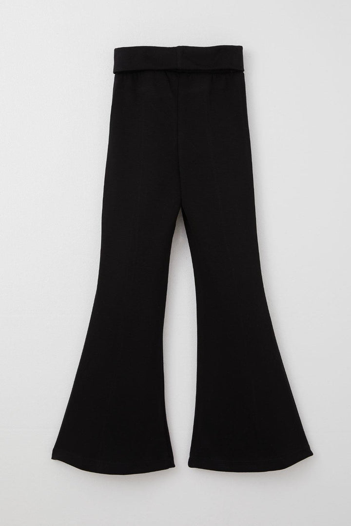 BRE Breeze Girl Leggings Spanish Hem Folding Waist Detailed 84 Years, Black - Bridgeport