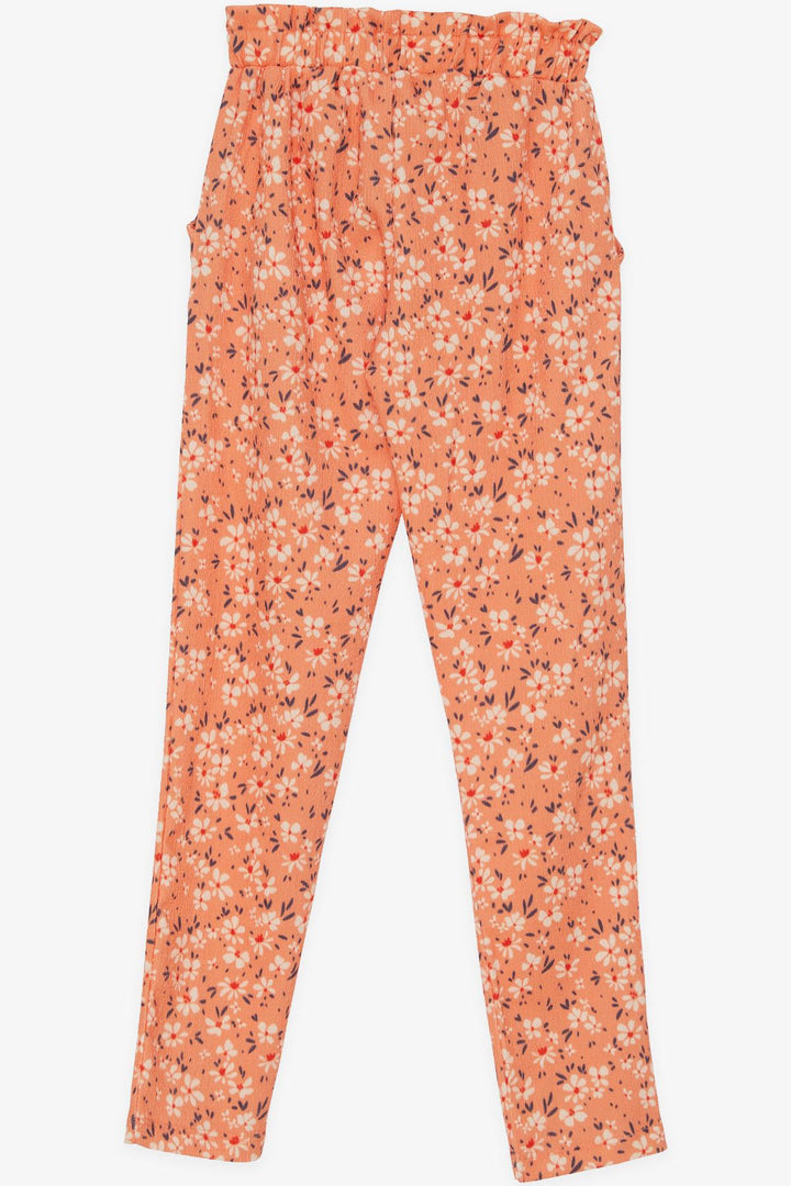 BRE Breeze Girl's Leggings Pants with Bow Floral 62 Years, Orange - Highlands Ranch