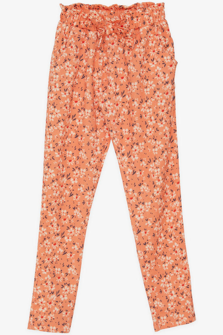 BRE Breeze Girl's Leggings Pants with Bow Floral 62 Years, Orange - Highlands Ranch