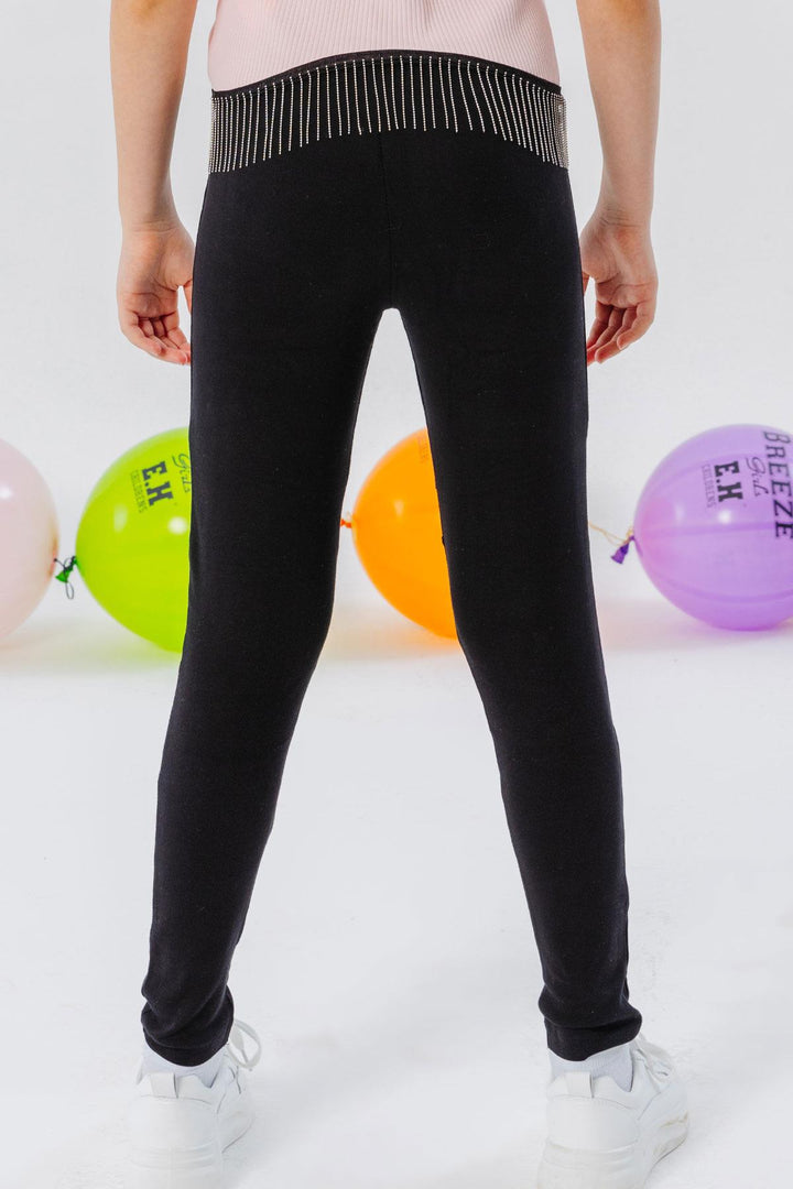 BRE Breeze Girl Leggings مخيط عالي الخصر 84 سنة، أسود - Turnhout